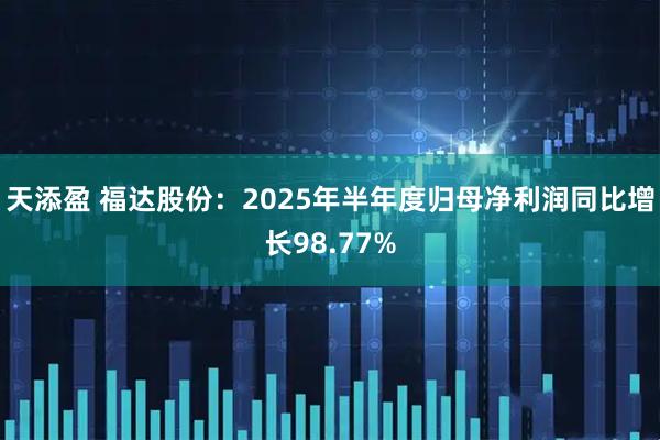 天添盈 福达股份：2025年半年度归母净利润同比增长98.77%